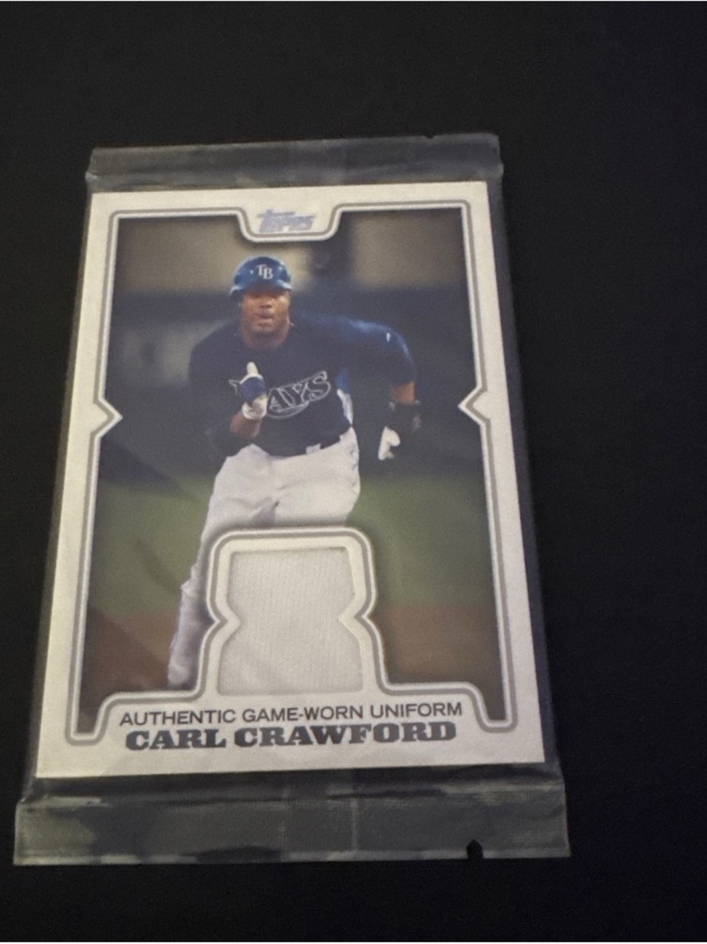 Topps 2008 Carl Crawford Baseball Card with White Jersey Swatch sealed